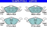 Bremsbelagsatz Scheibenbremse Vorne Ate 130470 71152 FÜR Opel