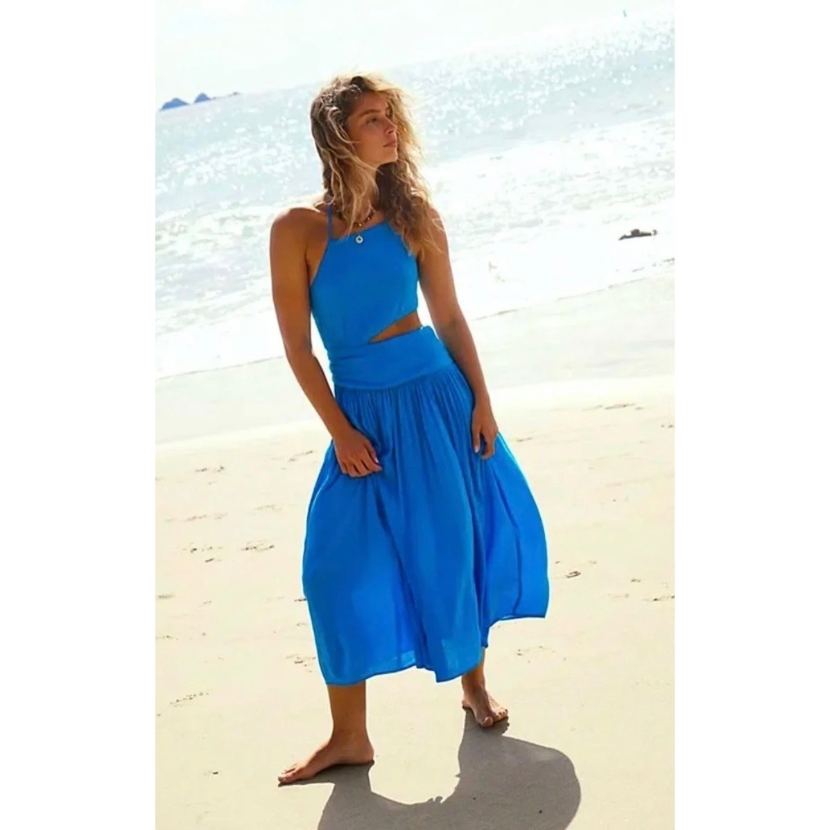 Free People Suki Midi Dress Blue XL NWT Cutout Halter Boho Resort Vacation | eBay Free People Suki Midi Dress Blue XL NWT Cutout Halter Boho Resort Vacation | eBay