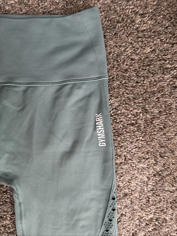 全新无标签 GymShark 女式能量无缝打底裤绿色/蓝色 M 码 — 第 3/4 张图片