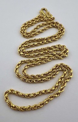 Antique Old CHINESE 23K-24K Solid Yellow Gold Twist Rope Necklace 35g - 25.5''