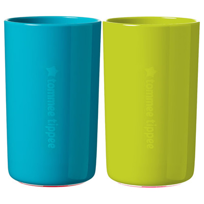 TOMMEE TIPPEE NO KNOCK TODDLER CUP 10OZ 18+ MONTHS 2-PACK, TEAL/GREEN