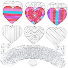 60 Sets Valentine's Day Suncatchers Ornaments Decorations DIY Window Paint