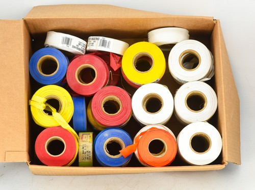 LOT 45x Flagging Tape– Red, Yellow, Blue, White, Green, Orange 1 3/16"x300'