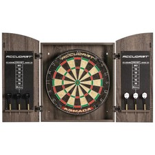 Accudart Armada DA8100W 18" Sisal Bristle Dartboard Cabinet Set Grey Wood