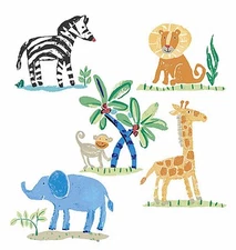 Jungle Animals Safari Lions Elephants Monkey Zebra Giraffe 25 Wallies Stickers