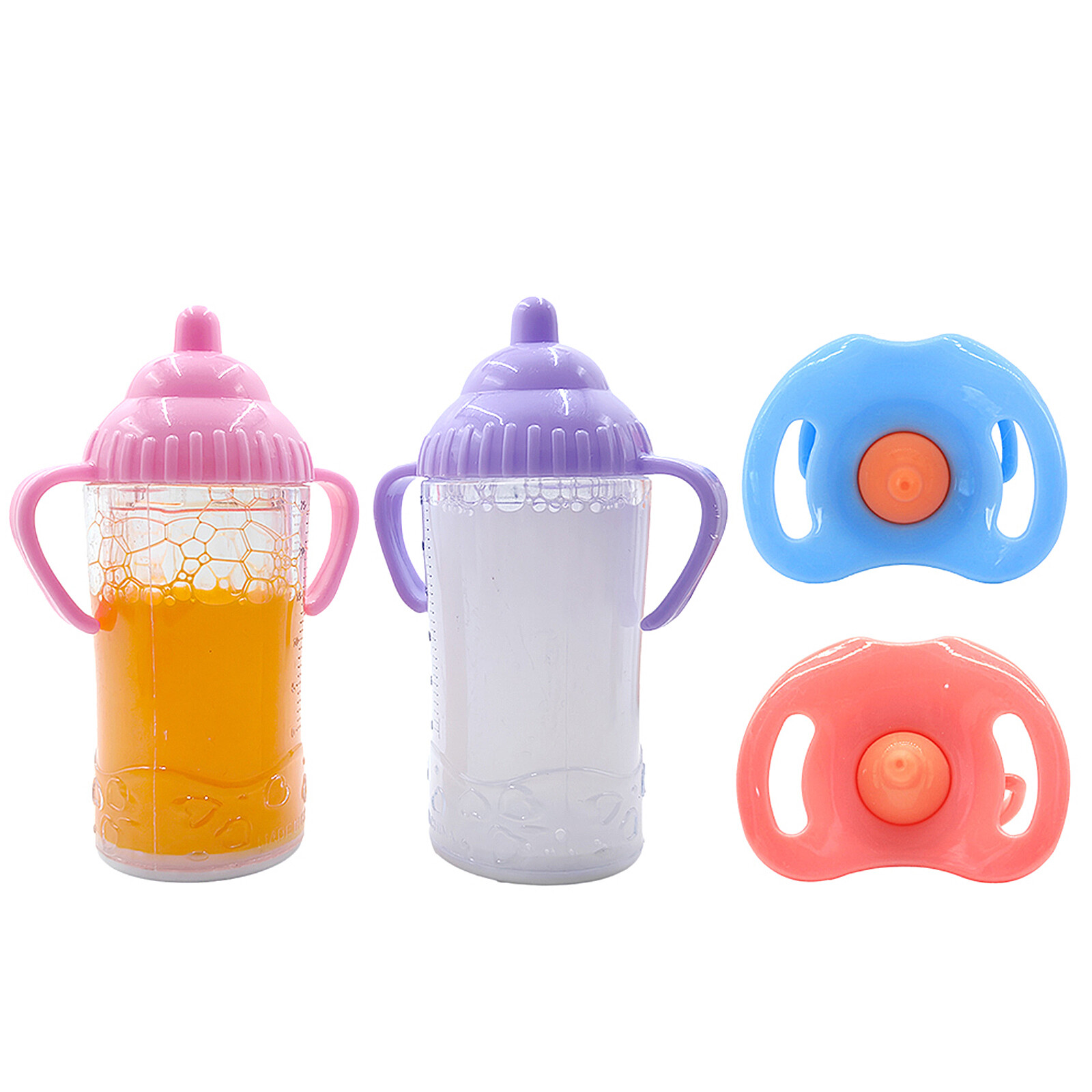 - 1 Milk+1 Juice Bottle W/pacifier For Doll Gift