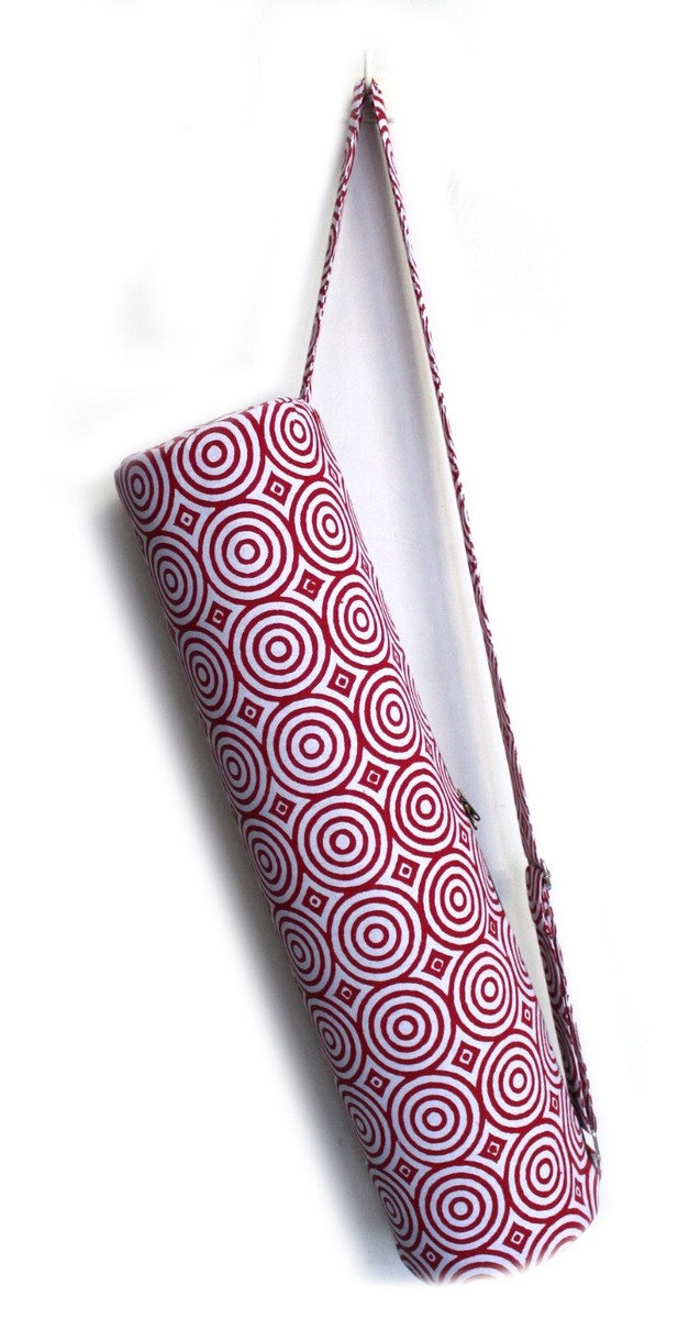 Sac à Tapis De Yoga Rond En Coton Rouge Impression Indienne - Grand
