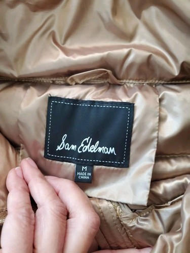 Sam Edelman Puffer Funnel Neck Jacket Down Gold Women's Size Large Medium. EUC - Picture 9 of 9