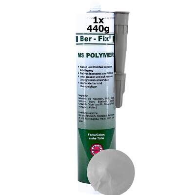 Ber-Fix MS-Polymer Grau - Profi Bau Kleb- & Dichtstoff, 440 gl - Extra Stark