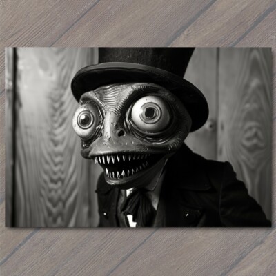 STICKER Monster Weird Creepy Eyes Strange Top Hat Nightmare Scary Unusual Retr