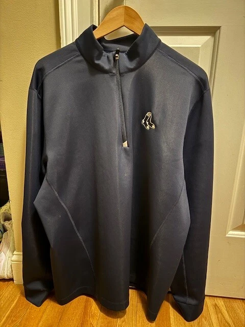 Red Sox XL - Cutter & Buck Navy Traverse Eco Tri-Blend DryTec Quarter-Zip Jacket - Imagem 4 de 4
