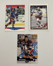 Kris King 3 Hockey Card Lot New York Rangers 1990 Pro Set Score