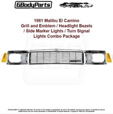 81 Malibu El Camino Grill Emblem Head Lite Bezel Side Marker Turn Lamp Light Set