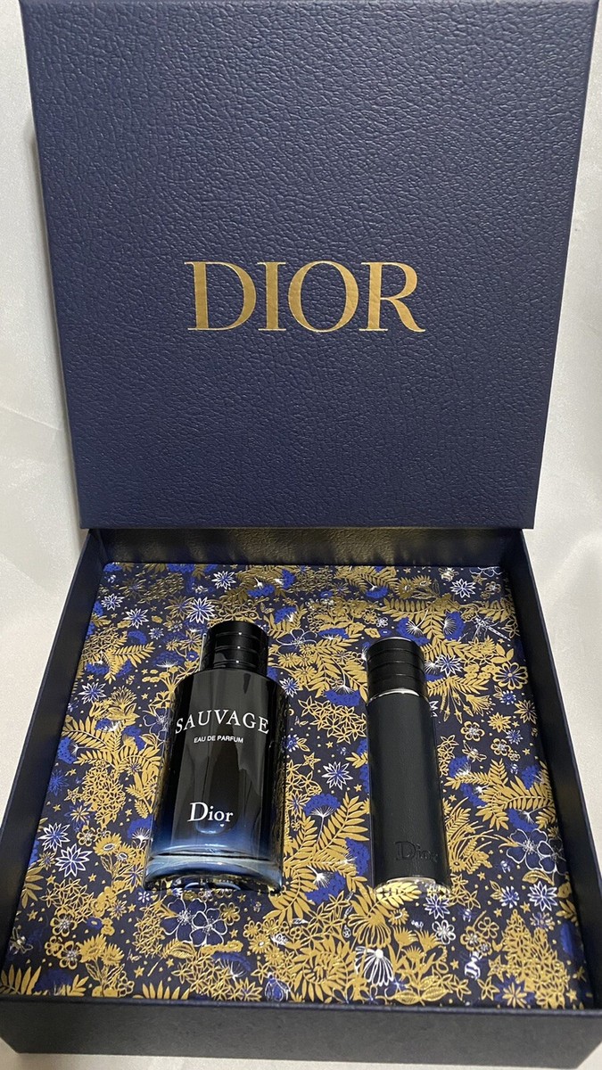 DIOR Sauvage 2 PCs Gift Set EDP Spray 3.4oz / 100ml + Filled DIOR Sauvage 2 PCs Gift Set EDP Spray 3.4oz / 100ml + Filled