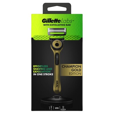 Gillette Labs Peeling Bar | Champion Gold Edition | 1 Rasierer + 1 Klinge Nachfüller