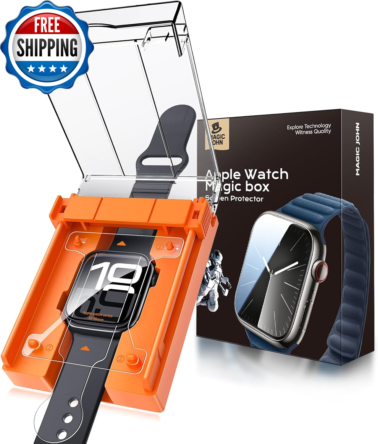2 Pack for Apple Watch Series 9/8/7 45MM Screen Protector, [Automatic Align Tech