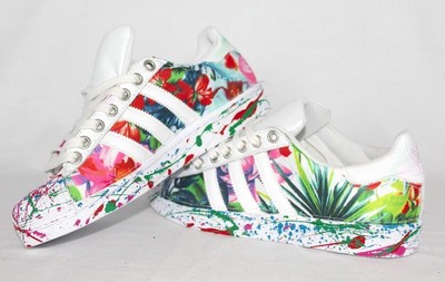 Adidas Superstar shoes with fabric watercolour and spraying colourful | eBay