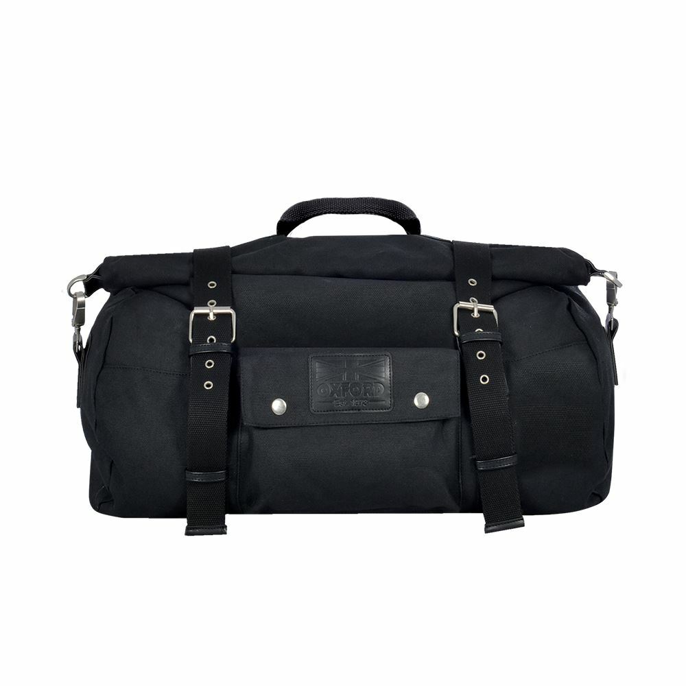 Oxford Heritage Motorcycle Luggage Roll Bag Tail Pack Black 20L (OL571)