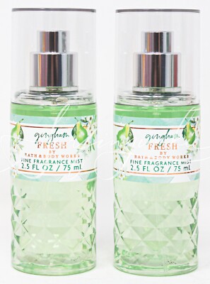 Bath & Body Works Gingham Fresh Fine Fragrance Mist Mini Travel 2.5 oz Green 2pc