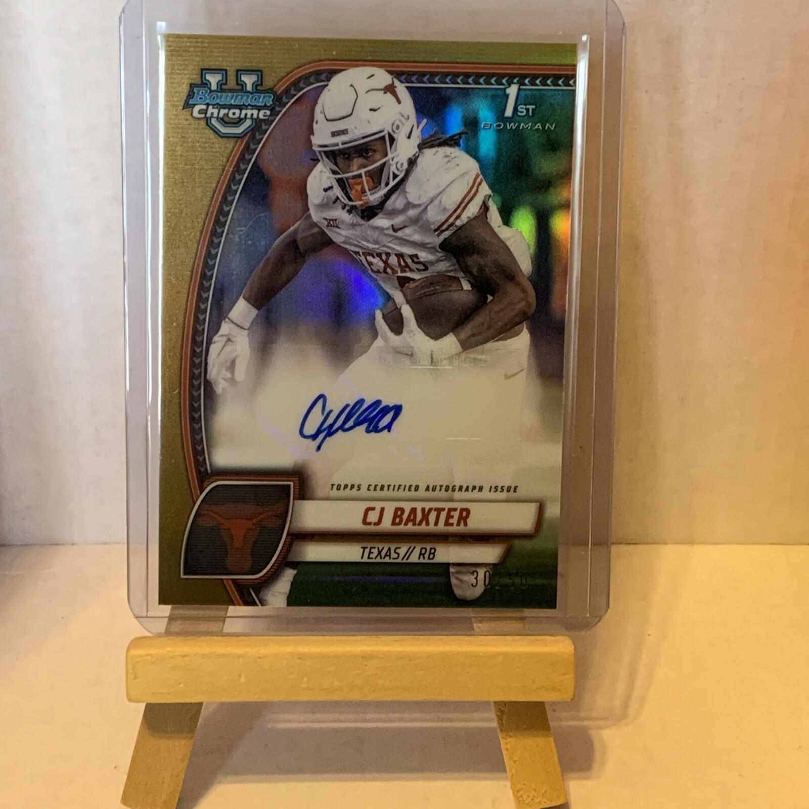 2024 Bowman Chrome University CJ Baxter 1st Bowman Auto /50 PA-CBA TRUE GOLD