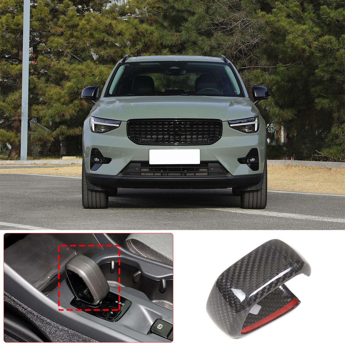 カーボフ　CARBOFF Real Carbon Fiber Gear Shift Knob Head Trim For Volvo XC40