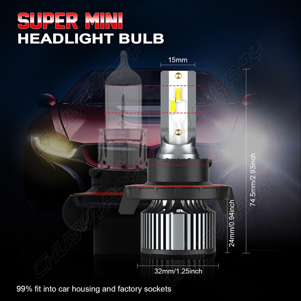 AUIMSOCO H13/9008 LED Headlight Bulbs Conversion Kit - 6000K Super White - 2 Bulbs