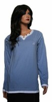 Damen Damenlangarmshirt Langarmshirt L-SHIRT Blau Eisblau Weiss Ock Gr. 42 Neu