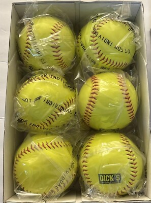 Dicks 12  Practice Softballs High-Gr Synthetic Leather Solid Cork Core 12ct NEW