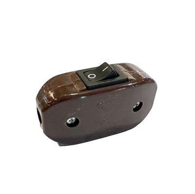 BROWN Cord Switch - w/ Strain Reliefs - UL Listed - Inline Lamp Cord Switch NEW
