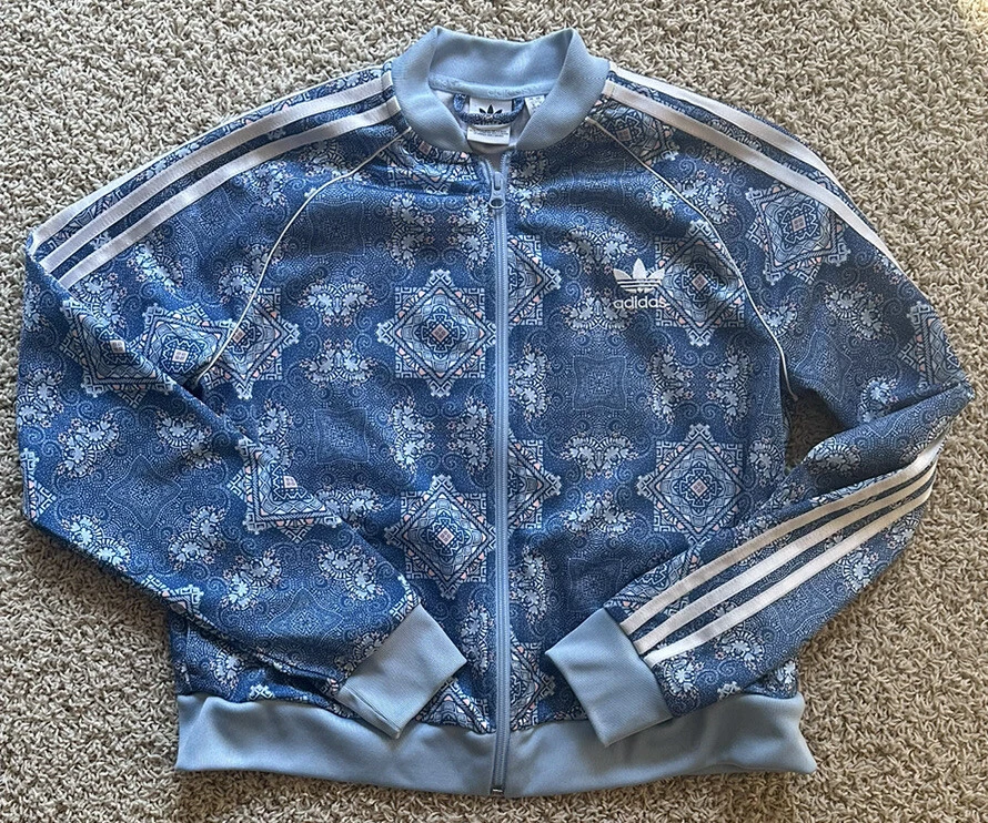 Adidas blue floral jacket hotsell