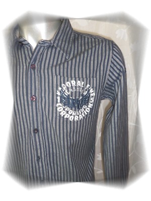 Chemise Décontractée Rayée Bleu Marine Et Blanc Kaporal Five - Taille M, 100% Coton, Occasion