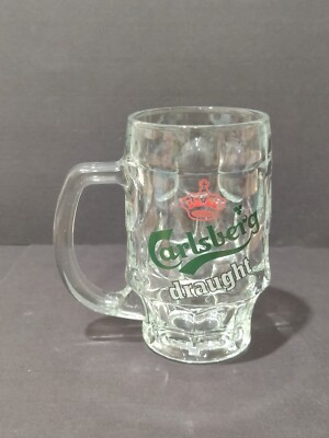 Vintage Carlsberg Draught Malaysia Beer Glass Mug Collectable Good Condition