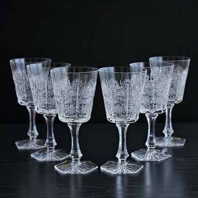 Bohemian Czech 6 oz Crystal Wine Glass 180 ml Hand Cut Queen Lace