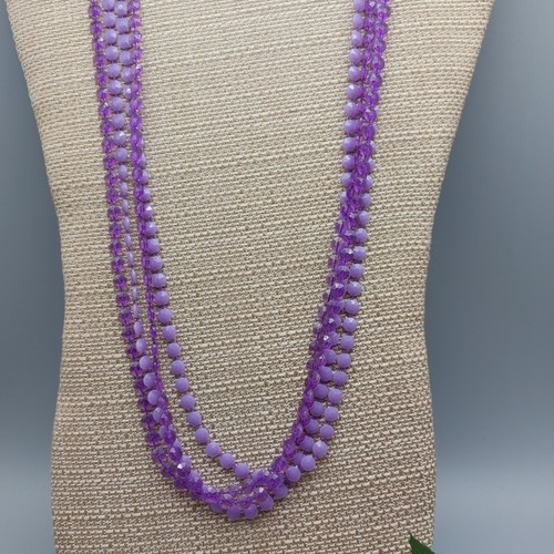 Flapper 44" Light Weight Necklace Light and Dark Purple Dots Spring Ring Closure