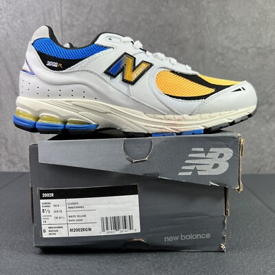 New Balance 2002R Vibrant Apricot Sz 8.5 Mens White Blue Shoes