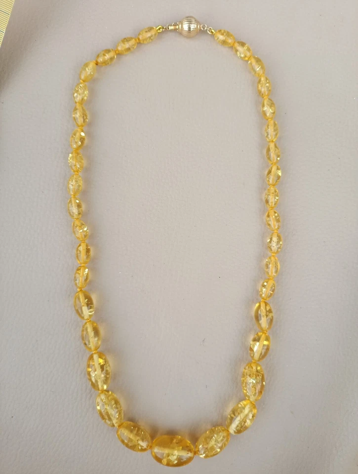 Top COLLANA AMBRA NATURALE baltica ARGENTO 925 cm 63 nuova - Immagine 2 di 4