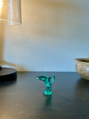 MURANO Hummingbird Design Crea Murano 3'' Blue Green Art Glass Figurine Italy
