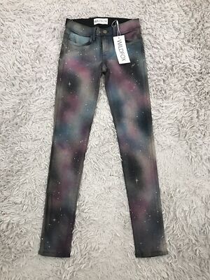 WildFox Jeans 24 Marianne Skinny Nebula Galaxy mid rise paint splatter