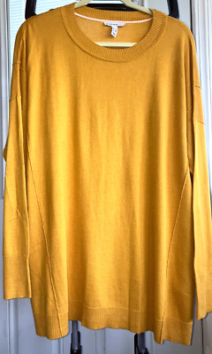 NWOT 1X  2X 3X  ISAAC MIZRAHI YELLOW GOLD TOP COTTON RAYON NYLON SWEATER #MG05