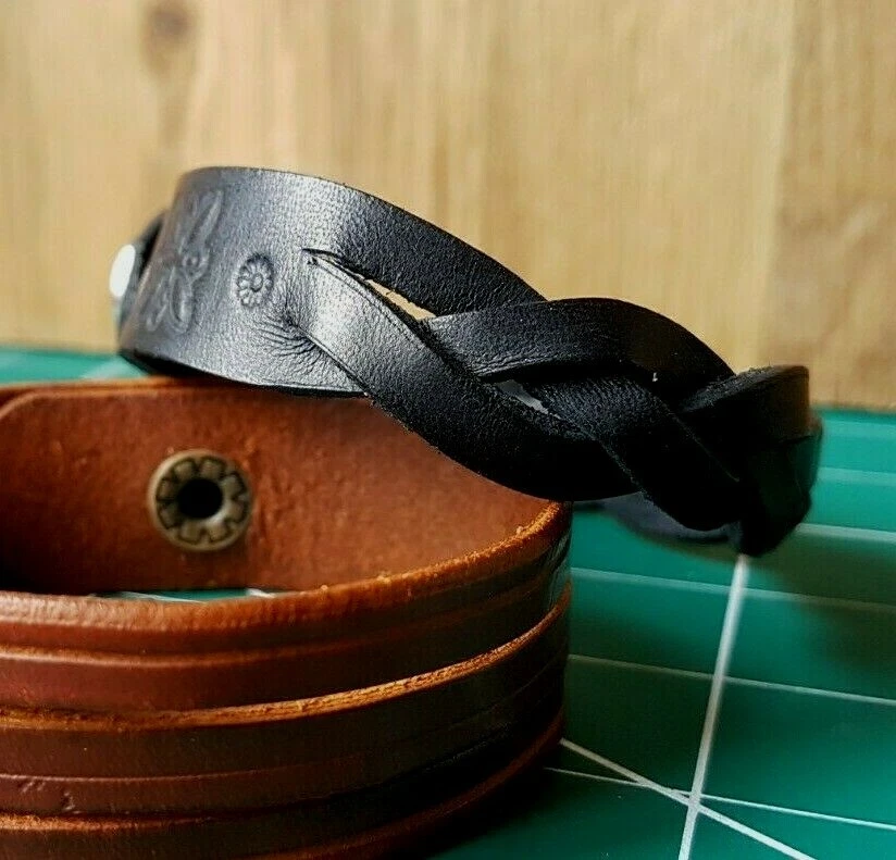 Leather Mystery Braid Bracelet 3rd Anniversary Birthday Gift
