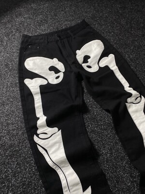 Vintage 90s Skeleton Japanese Style Y2K Sk8 Denim Women's W31 Size