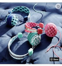 BRAND NEW POTTERY BARN TEEN TUNE IN HEADPHONES   PINK POLKA DOT - Rare