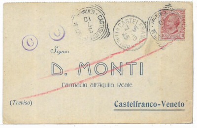 TREVISO (212) - CASTELFRANCO VENETO Mr. D. MONTI Pharmacy ........ - Fp/Vg 1908