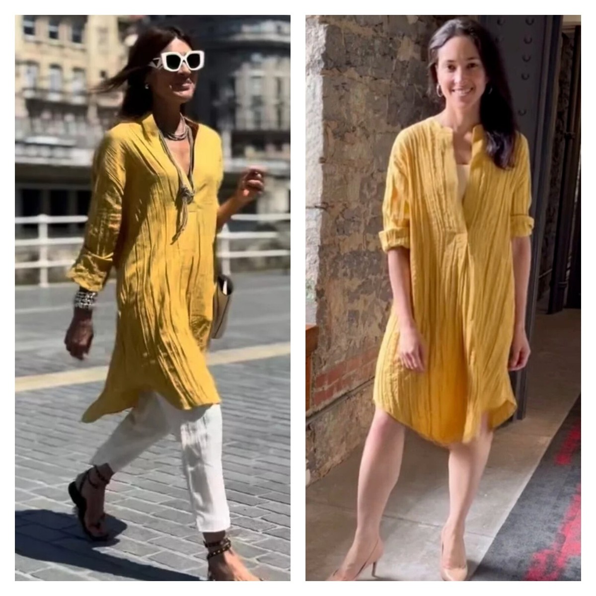 NWT ZARA PLEATED LINEN BLEND TUNIC DRESS MUSTARD 4786/240 NWT ZARA PLEATED LINEN BLEND TUNIC DRESS MUSTARD 4786/240