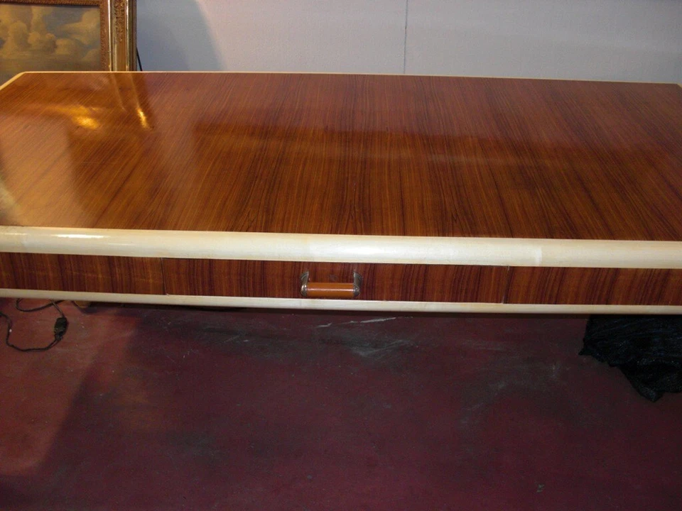 Elegante Tavolo Decò anni '50 - piano in ebano - Restaurato - Immagine 2 di 4