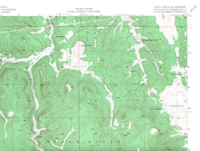Ditch Creek Quadrangle South Dakota 1956 USGS Topo Map 7.5 Minute Topographic