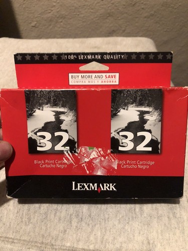 NIB Genuine Sealed OEM Lexmark #32 Combo Twin Pack Black Ink Printer Cartridge