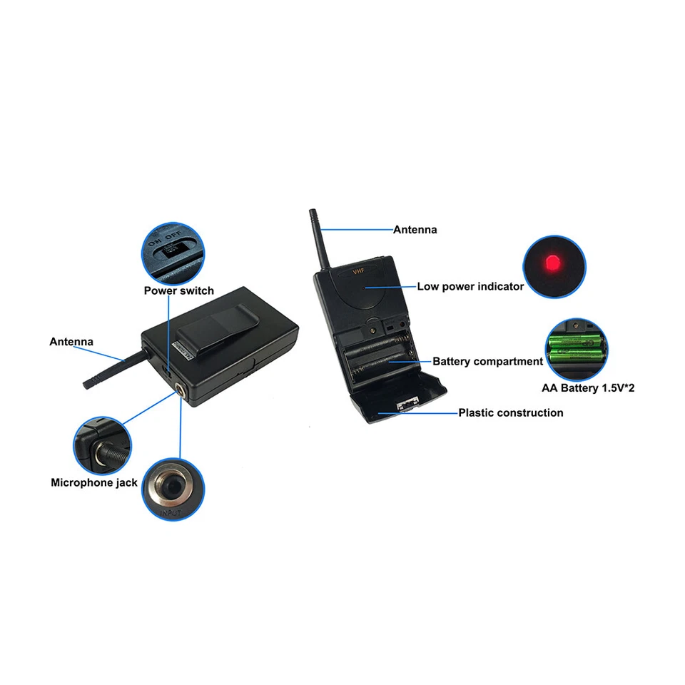 Lavalier Lapel Headset Microphone 4CH Wireless VHF Church Microphone System Mics - Image 4 of 4