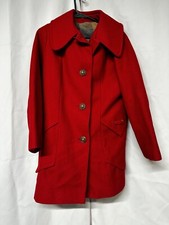 Red Wool Pea Coat Vintage Size Small/ Medium Union Made Brass Buttons USA