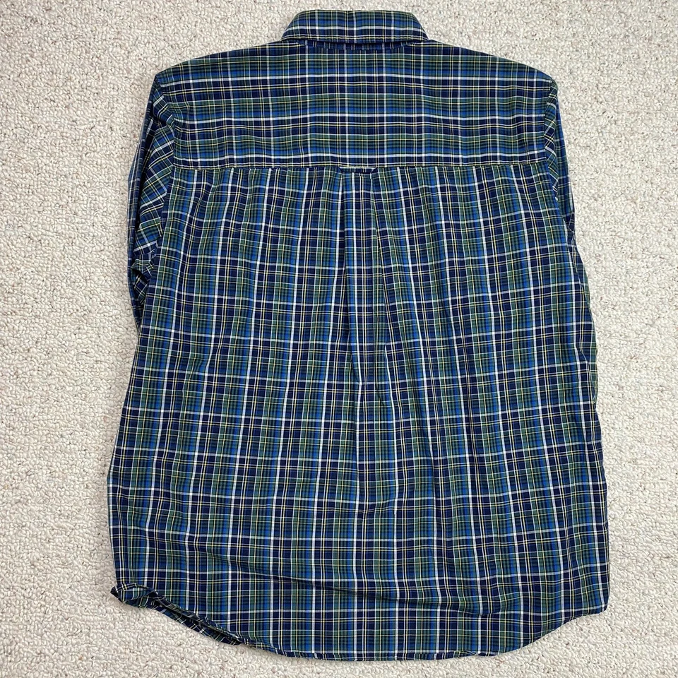 Chaps Mens Dress Shirt sz XL Green Blue Plaid Classic Fit Easy Care Button Down - Image 2 of 4